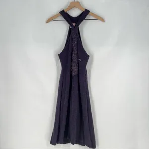 Coconuda‎ Donna Purple Mohair Blend Knit Halter Midi Dress Size L thumbnail 2