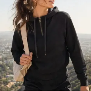 BYLT Basics Women’s Opal Black Half Zip Cropped Hoodie Lightweight Size Small thumbnail 1