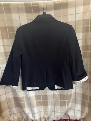 Classic Navy Blazer with Patterned Lining Blue Size M thumbnail 3
