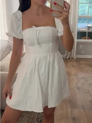 Reformation Malvina Linen Dress in White 6 thumbnail 8