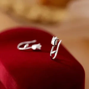Flower Stud Earrings for Women Silver thumbnail 3