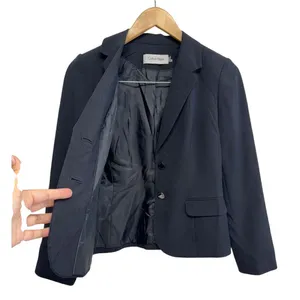 Calvin Klein Navy Blue Pinstripe Two Button Blazer Jacket Size 4P thumbnail 5