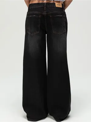 RSQ Low Rise Baggy Wide Leg Jeans In Washed BLACK Sz. 27 thumbnail 9