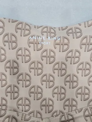 New Anine Bing Blake Biker Short Camel Monogram Print - Neutral Size XS thumbnail 7