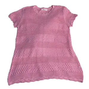 Caracilia Pink Crochet Knit Tunic Top Shirt‎ Dress Size XL thumbnail 2
