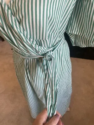 Velvet Tees Velvet by Graham & Spencer Jayel Cotton Stripe‎ Wrap Dress Green Wrap Size XS thumbnail 5