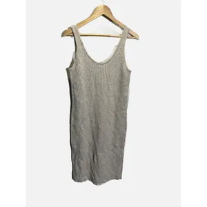A New Day‎ Ribbed Tank Dress Womens XL Gray Midi Bodycon Side Slit Minimalist thumbnail 2