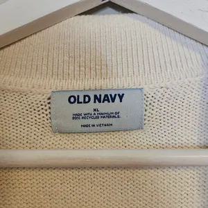 Old Navy Women's V-Neck Cream Polo Sweater Neutral Casual Collared Long Sleeve thumbnail 8