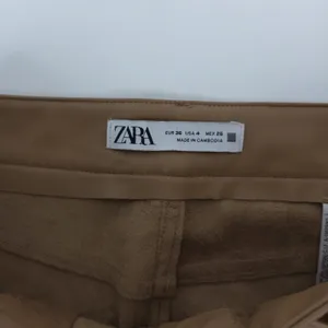 Zara Pants Womens 4 (27x25.5) Vegan Brown Faux Leather Flare Mid Rise‎ thumbnail 7