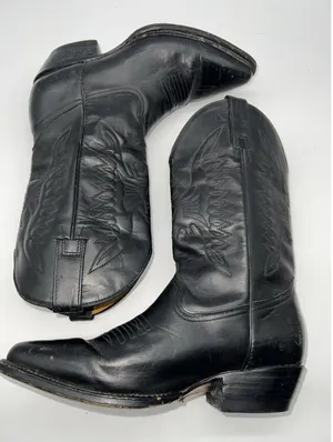 Pistolero Black All Leather Embroidered Cowboy Boots Women's Sz 24.5-7.5/Men 5.5 thumbnail 1