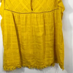 John Paul Richard Large Top Yellow Cap Sleeve‎ Blouse Raw Boho Boxy Gauzy 1684 thumbnail 10