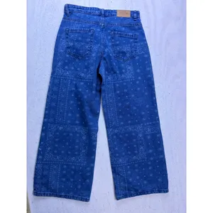 ONLY Wide Leg Jeans Women 26 Blue Bandana Print High Waist Sonny Denim thumbnail 5