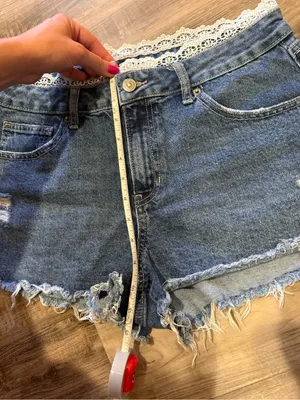 REWASH Lace Trim Denim Shorts thumbnail 3