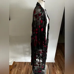 NWT - L - LULAROE - Elegant Black and Red Lace Robe thumbnail 4