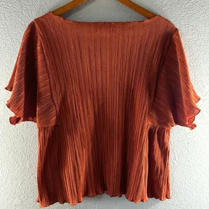 Madewell Texture & Thread Micropleat Top in Burnt Orange thumbnail 7