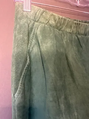 Vintage 90s Women M Intuition Sport Green Suede Leather Barrel Pants NWT thumbnail 5