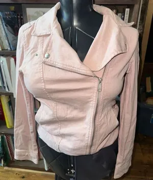 Old Navy blush pink elevated basics minimalist S moto jacket thumbnail 1