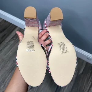 New Cushion Walk by Avon Woman Strip block heel shoes sandal Sz 9 Fabric Upper thumbnail 5