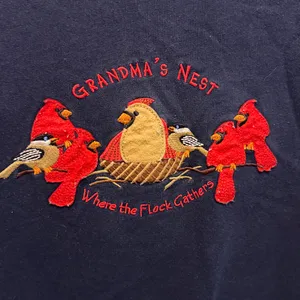Vintage 90s Cardinals Grandma sweater embroidered birds thumbnail 2