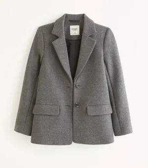 Abercrombie and Fitch AnF Gray Heavyweight Wool Blend Blazer Coat Jacket Fall thumbnail 1