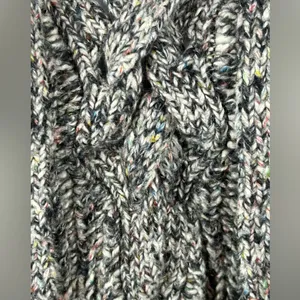 Aerie Chunky Lace Up Sweater XL Gray Confetti Knit Cozy Oversized Pullover thumbnail 7