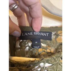 NWT Lane Bryant Size 14 Plus Crochet Olive Green Lined Midi Short Sleeve Dress‎ thumbnail 2