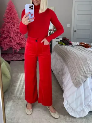 red Nwot rare Colette Corduroy Crop Wide-Leg Pants Maeve $118 spring casual thumbnail 4
