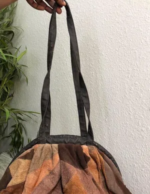 Y2K 2000s Hobo Boho Hippie Western Indie Brown Tan Black Orange Patchwork Shoulder Crossbody bag Purse #cottagecore thumbnail 2