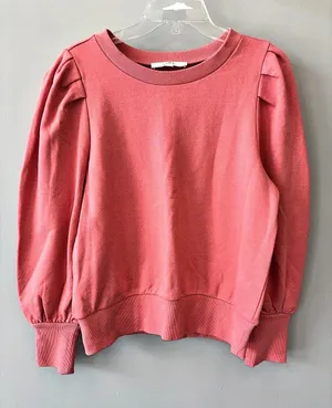 LOFT Puff Sleeve Sweatshirt Coral Pink Medium thumbnail 1