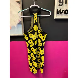 Urban Outfitters Sunflower Knit Mini Dress Black‎ Yellow Halter Racerback Small thumbnail 2