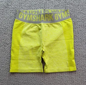 Gymshark Flex Seamless Shorts Women’s S Yellow Gray Logo Workout Gym Biker thumbnail 1