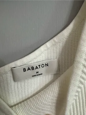 Aritzia Babaton Sculpt Ribbed One Shoulder Crop Tank Top in White Size Medium thumbnail 3