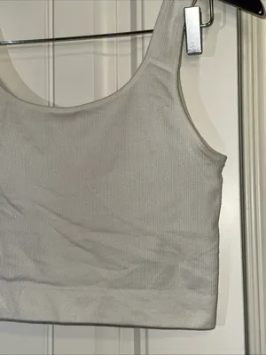 Jockey Ribbed Built-in-bra Stretch Cropped Tank Top L thumbnail 3