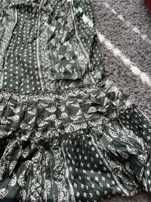 World Market Women's Cotton Tired Maxi Summer Halter Printed Dress Green New S/M thumbnail 10