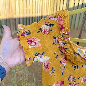 Xhilaration Small Juniors•Floral Sundress•Smocked Bodice and Sleeves•Ruffled Collar thumbnail 5