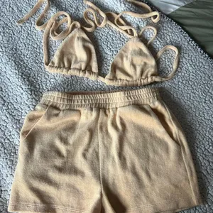 Chic Beige Knit Bikini Top and Shorts Set Tan thumbnail 1