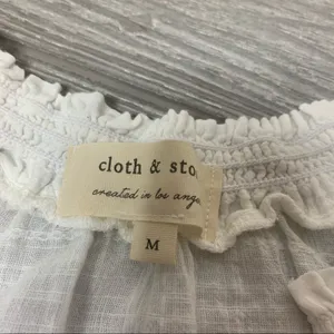 Anthropologie cloth & stone Effie smocked blouse white sz M‎ thumbnail 5