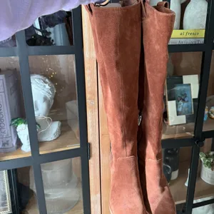 Dolce Vita knee high suede boots brandy leather heel sarie western riding thumbnail 7