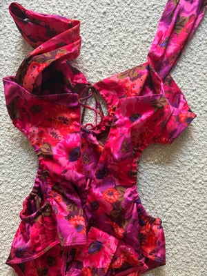 For Love & Lemons Pink floral patterned bodysuit thumbnail 8