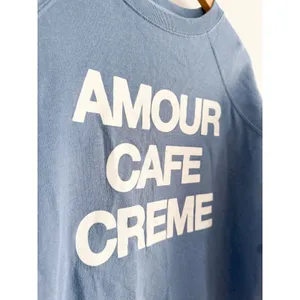 Sezane Sézane | Amour Cafe Creme Sweatshirt Blue Ecru Graphic | Sz S thumbnail 5