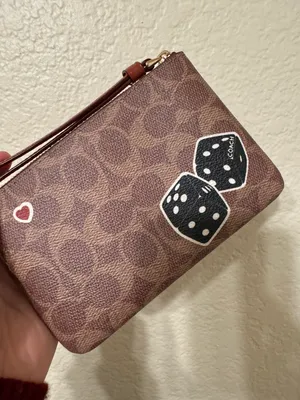 Coach Corner Zip Wristlet with Rexy Sticker Print Signature Canvas & Leather NWT thumbnail 2