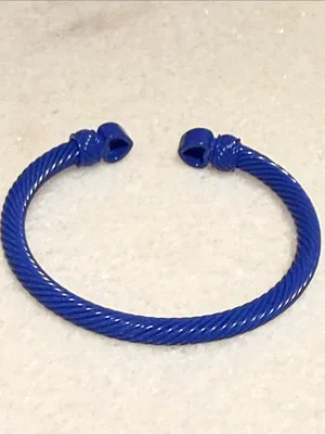 Plunder Cobalt Blue Twisted Cable Open Cuff Bracelet New thumbnail 4