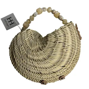 Haute Hippie Women's‎ Natural Shell Tote with Beaded Handle thumbnail 1