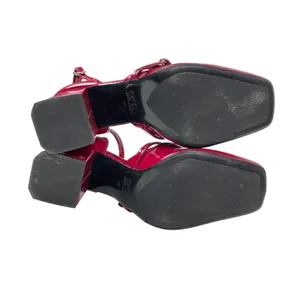 Zara Womens Red Square Toe Block Heels Ankle Strap Mary Jane Pumps Shoes 37 US 6 thumbnail 4