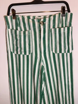 Anthropologie Maeve Colette Striped High Rise Linen Blend Wide Leg Pants Size 30 thumbnail 4
