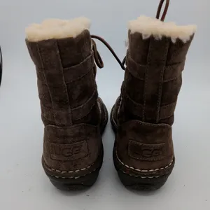 UGG Caspian Shearling 3335 Brown Suede Shearling Lace Up Mid Calf Boots Womens 7 thumbnail 5