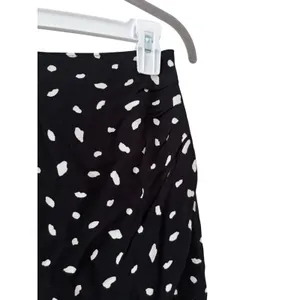Abercrombie & Fitch Wrap Midi Skirt Black White Polka Dot XS Side Slit Women thumbnail 3