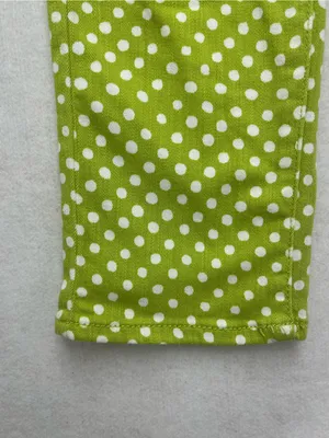 Coldwater Creek Women's Green White Polka Dot Cotton Blend Skinny Pants Size 4 thumbnail 2