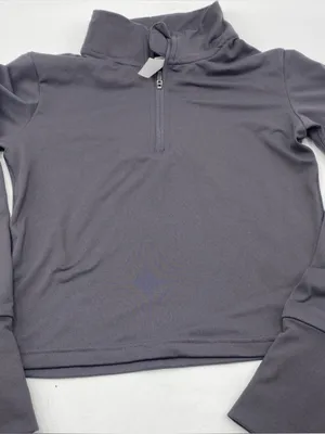 Paragon Fitwear 1/4 Zip Pullover Jacket Womens Gym Stretch Crop Long Sleeve Gray Small thumbnail 1