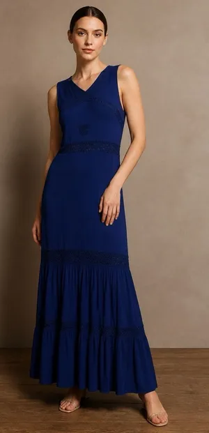 Nicole Miller Royal Blue Sleeveless Maxi Dress Size 4 thumbnail 1